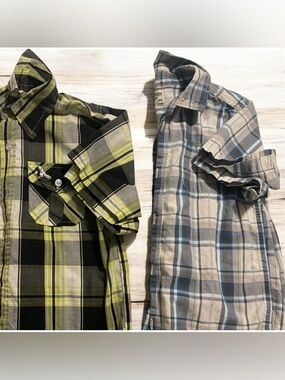 2- Boys Plaid short sleeve button down